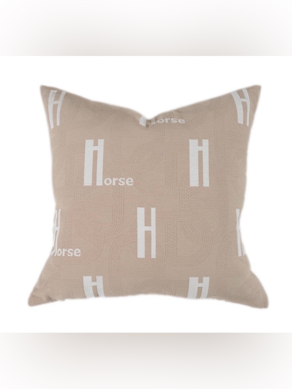 Croker Horse ‘Horse’ Embroidered Pillow Cover SQUARE 18x18” BEIGE WHITE